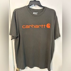 Carhartt Grey and Orange Mens Lg Tshirt